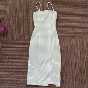 Long green spaghetti strap dress